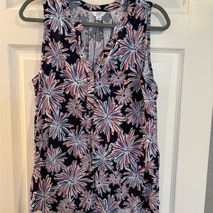 Crown & Ivy Firework-Print V-Neck Sleeveless Shirt